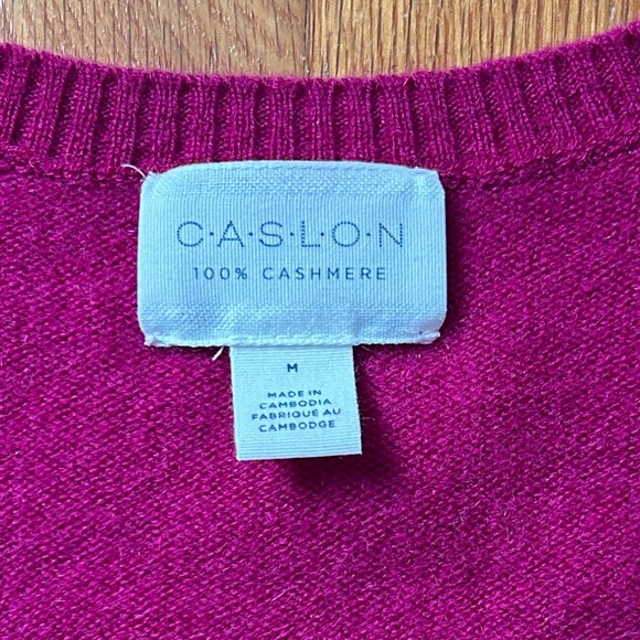 Caslon Pink Cashmere V Neck Sweater Women’s M - Picture 2 of 5